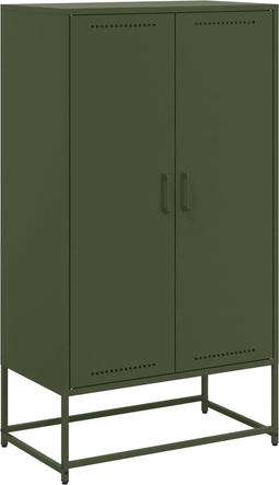 vidaXL - Hoge - kast - 68,5x38,5x123,5 - cm - staal - olijfgroen
