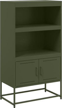 vidaXL - Hoge - kast - 68,5x38,5x123,5 - cm - staal - olijfgroen