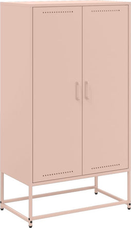 vidaXL - Hoge - kast - 68,5x38,5x123,5 - cm - staal - roze