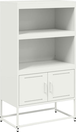 vidaXL - Hoge - kast - 68,5x38,5x123,5 - cm - staal - wit