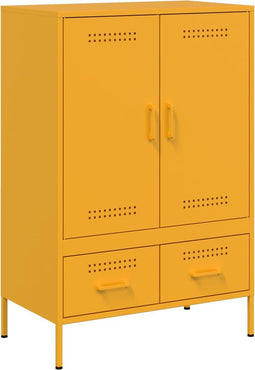 vidaXL - Hoge - kast - 68x39x101,5 - cm - staal - mosterdgeel
