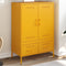 vidaXL - Hoge - kast - 68x39x101,5 - cm - staal - mosterdgeel