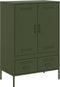 vidaXL - Hoge - kast - 68x39x101,5 - cm - staal - olijfgroen