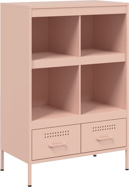 vidaXL - Hoge - kast - 68x39x101,5 - cm - staal - roze