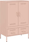 vidaXL - Hoge - kast - 68x39x101,5 - cm - staal - roze