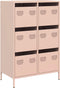 vidaXL - Hoge - kast - 68x39x101,5 - cm - staal - roze