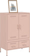 vidaXL - Hoge - kast - 68x39x101,5 - cm - staal - roze
