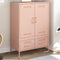 vidaXL - Hoge - kast - 68x39x101,5 - cm - staal - roze