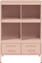 vidaXL - Hoge - kast - 68x39x101,5 - cm - staal - roze