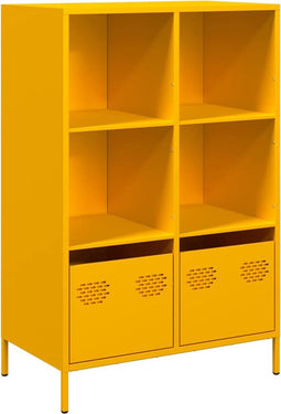 vidaXL - Hoge - kast - 68x39x103,5 - cm - staal - mosterdgeel