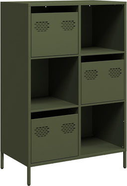 vidaXL - Hoge - kast - 68x39x103,5 - cm - staal - olijfgroen