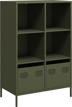 vidaXL - Hoge - kast - 68x39x103,5 - cm - staal - olijfgroen