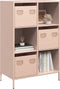 vidaXL - Hoge - kast - 68x39x103,5 - cm - staal - roze