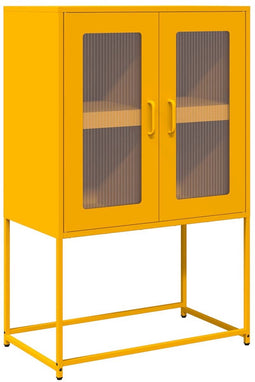 vidaXL - Hoge - kast - 68x39x107 - cm - staal - mosterdgeel