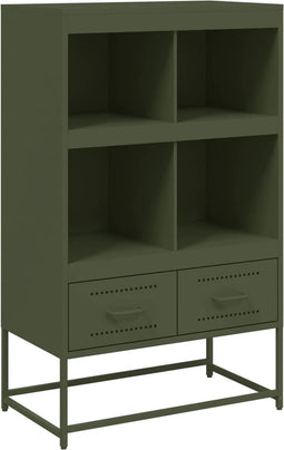 vidaXL - Hoge - kast - 68x39x111,5 - cm - staal - olijfgroen