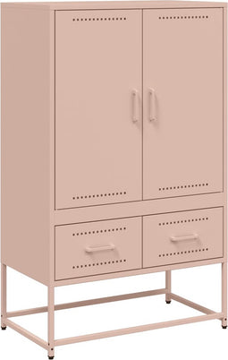 vidaXL - Hoge - kast - 68x39x111,5 - cm - staal - roze