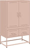 vidaXL - Hoge - kast - 68x39x111,5 - cm - staal - roze