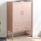 vidaXL - Hoge - kast - 68x39x111,5 - cm - staal - roze