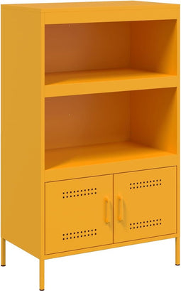 vidaXL - Hoge - kast - 68x39x113 - cm - staal - mosterdgeel