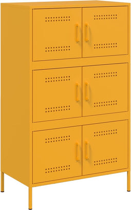 vidaXL - Hoge - kast - 68x39x113 - cm - staal - mosterdgeel