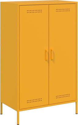 vidaXL - Hoge - kast - 68x39x113 - cm - staal - mosterdgeel