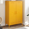 vidaXL - Hoge - kast - 68x39x113 - cm - staal - mosterdgeel
