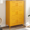 vidaXL - Hoge - kast - 68x39x113 - cm - staal - mosterdgeel