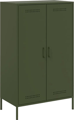 vidaXL - Hoge - kast - 68x39x113 - cm - staal - olijfgroen