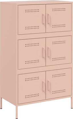 vidaXL - Hoge - kast - 68x39x113 - cm - staal - roze