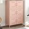 vidaXL - Hoge - kast - 68x39x113 - cm - staal - roze