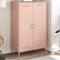 vidaXL - Hoge - kast - 68x39x113 - cm - staal - roze