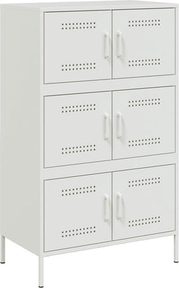 vidaXL - Hoge - kast - 68x39x113 - cm - staal - wit