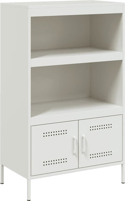vidaXL - Hoge - kast - 68x39x113 - cm - staal - wit