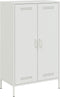 vidaXL - Hoge - kast - 68x39x113 - cm - staal - wit