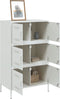 vidaXL - Hoge - kast - 68x39x113 - cm - staal - wit