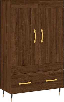 vidaXL - Hoge - kast - 69,5x31x115 - cm - bewerkt - hout - bruin - eikenkleur