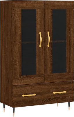 vidaXL - Hoge - kast - 69,5x31x115 - cm - bewerkt - hout - bruin - eikenkleur