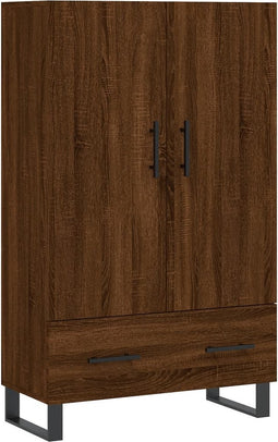 vidaXL - Hoge - kast - 69,5x31x115 - cm - bewerkt - hout - bruin - eikenkleur