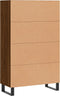 vidaXL - Hoge - kast - 69,5x31x115 - cm - bewerkt - hout - bruin - eikenkleur