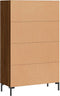 vidaXL - Hoge - kast - 69,5x31x115 - cm - bewerkt - hout - bruin - eikenkleur