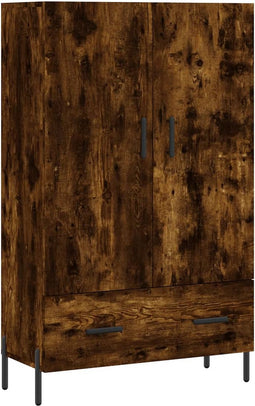 vidaXL - Hoge - kast - 69,5x31x115 - cm - bewerkt - hout - gerookt - eikenkleurig