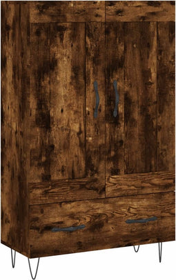 vidaXL - Hoge - kast - 69,5x31x115 - cm - bewerkt - hout - gerookt - eikenkleurig