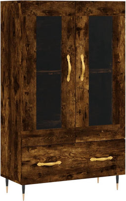 vidaXL - Hoge - kast - 69,5x31x115 - cm - bewerkt - hout - gerookt - eikenkleurig