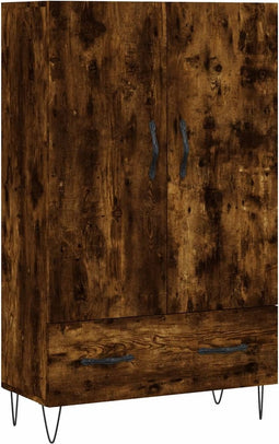 vidaXL - Hoge - kast - 69,5x31x115 - cm - bewerkt - hout - gerookt - eikenkleurig