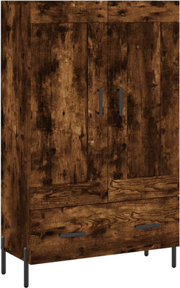 vidaXL - Hoge - kast - 69,5x31x115 - cm - bewerkt - hout - gerookt - eikenkleurig