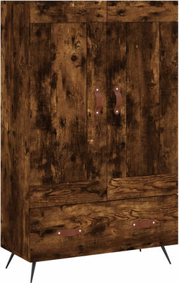 vidaXL - Hoge - kast - 69,5x31x115 - cm - bewerkt - hout - gerookt - eikenkleurig