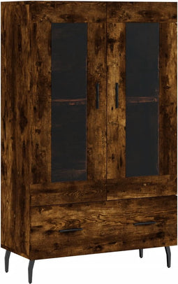 vidaXL - Hoge - kast - 69,5x31x115 - cm - bewerkt - hout - gerookt - eikenkleurig