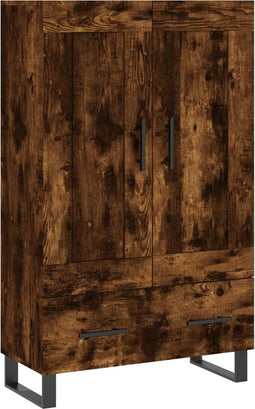 vidaXL - Hoge - kast - 69,5x31x115 - cm - bewerkt - hout - gerookt - eikenkleurig