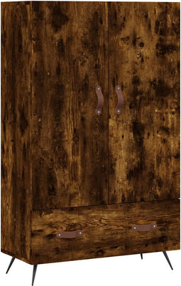 vidaXL - Hoge - kast - 69,5x31x115 - cm - bewerkt - hout - gerookt - eikenkleurig
