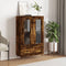 vidaXL - Hoge - kast - 69,5x31x115 - cm - bewerkt - hout - gerookt - eikenkleurig